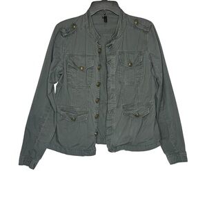 Maurice’s Jacket Olive Green M 100% Cotton Military Utility Cargo Pockets